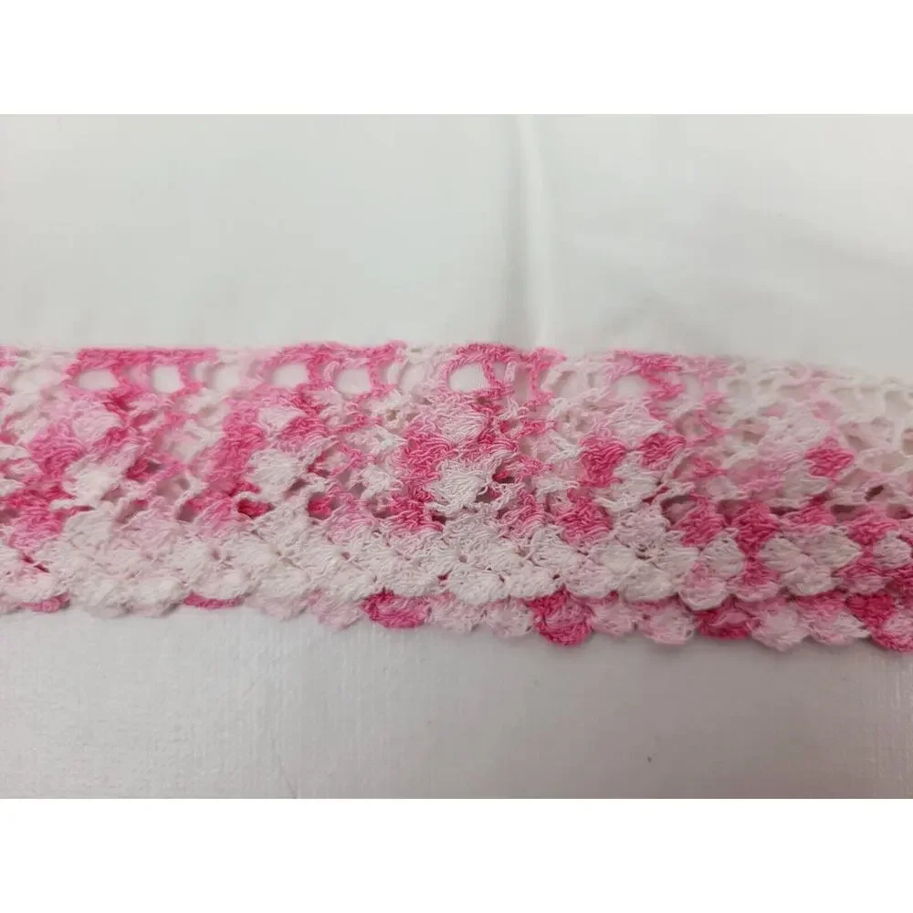 2 Vintage Pillowcases Pair Embroidered His & Hers w/flowers & Crocheted Trim